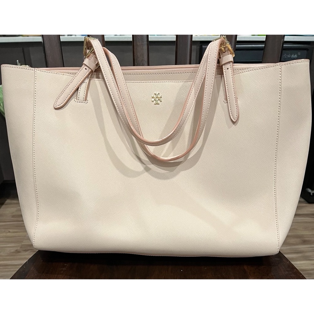 Tory Burch York Pink Saffiano Tote Bag